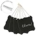 MyGift 6 Inch Small Vintage Black Wood Chalkboard Sign with Hanging Jute String, Double Sided Frameless Curly Bracket Edge Blank Message Boards, Set of 4