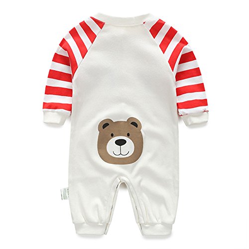 Monvecle Baby Boys' 2 Pack Coverall Bodysuit Newborn to Toddler Long Sleeved Onesie Jumpsuit Stripe 6-9m