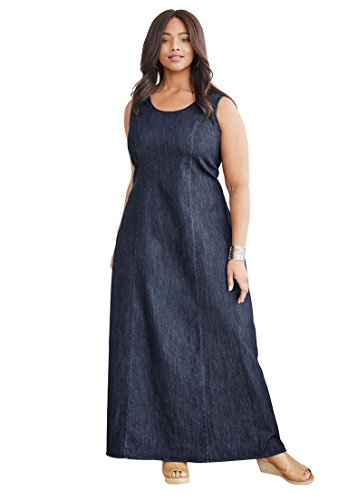 Jessica London Women's Plus Size Denim Maxi Dress Indigo,24