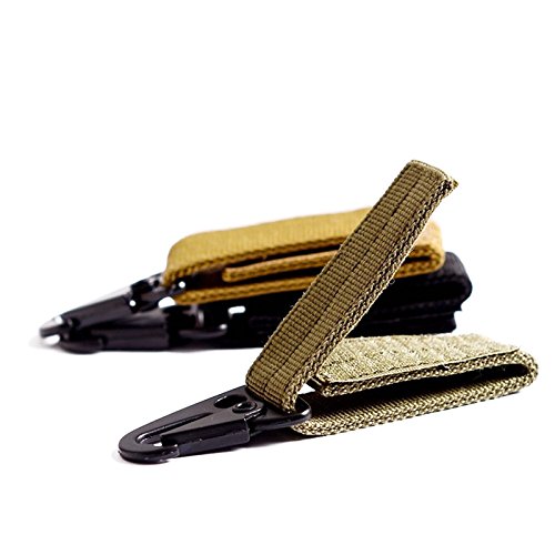 EDTara Carabiner Tactical Nylon Climbing Metal Hook Webbing Buckle Hanging Molle Camping Belt Buckle with Key Ring Army Green - Thumbnail 6
