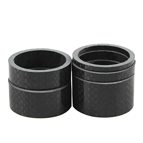 Andux 5Pcs 1 1/8 inch Bicycle Headset Carbon Fiber Washer Set Bike Headset Stem Spacers Kit for Bike Fix Refit 3mm 5mm 10mm 15mm 20mm