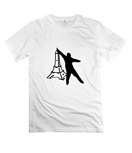 YANG Man Eiffel Tower Paris White Adult Standard Weight T-shirt For Men XS