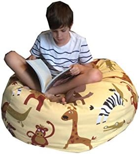 Extra Large Stuffed Animal Bean Bag Cover | Stuffed Animal Storage Organizer | Toy Storage Bean Bag | Premium Cotton Canvas (African Animals)