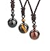 REVOLIA 2-3 Pcs Tiger Eyes Beads Necklace for Men Women Natural Stone Pendant Adjustable