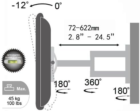 Allcam L273AM Universal Swivel Arm Wall Bracket for 40-65 inch Plasma/LED TV w/Free 360° Pan Tilt 18° Max Mount Size 600x400mm & 35KG Weight - Image 3