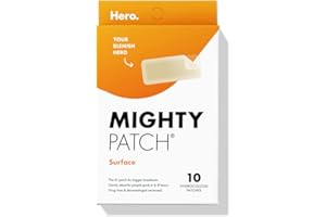 Mighty Patch Surface Large Pimple Patches for Face from Hero Cosmetics, Acne Spot for Body, Cheek, Forehead, and Chin, Pimple Stickers, Hydrocolloid Covers, Vegan-friendly, 10 Count