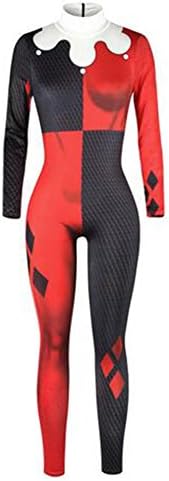 SgaSong Halloween 3D Print Costume Stretch Skinny Overall Jumpsuit Clown Carol Danvers Lady Cosplay