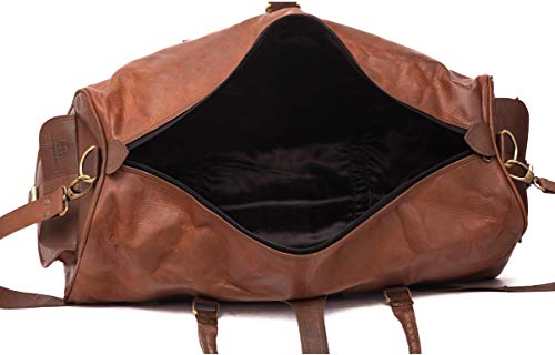 Leather Native New Large Men's Leather Vintage 24" Duffle Luggage Weekend Gym Overnight Travel Bag Great Gift For Men And Women Summer Sale! - Thumbnail 2