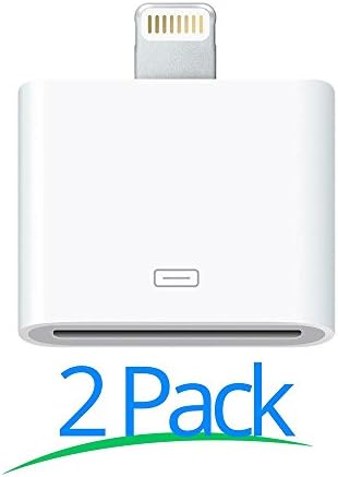 Lightning to 30 Pin, 2 Pack 8-Pin Male to 30-Pin Female Adapter for iPhone 7, 7 Plus, 6S, 6S Plug, 5S, 5C, iPad (2 pcs 8Pin to 30 Pin Adapter White)
