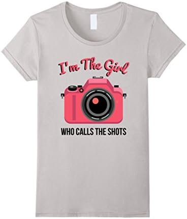 Womens Funny T Shirt For Photographers - Girl Who Calls The Shots Medium Silver