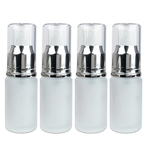 ( 4 Piece ) 1/2oz or 15ml Silver Frosted Glass Spray Bottle with Fine Mist Sprayer and Cap for Travel Perfume, Cologne, Essential Oils and Other Liquids