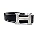 Maikun H Letter Silver Buckle Black Leather Belt 100cm for Waist Size 28-30