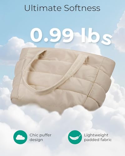 Puffy Tote Bag for Women, Lightweight Quilted Shoulder Handbag with Multiple Compartments, Ideal for Travel, Work, Gym