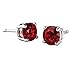 2.00 Carat Total Weight Sterling Silver Cubic Zirconia Synthetic Garnet Round Cz Stud Earrings