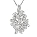 Sterling Silver 3 Plumeria and Maile Round Pendant Necklace, 16+2