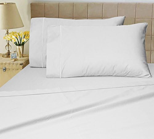 Luxury 1200 Thread Count Cotton Rich 4 Piece Sheet Set (Queen, White)
