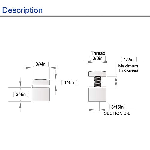 LuckIn 20Pack Standoff Screws (3/4 in. Dia x 3/4 in. L), Stainless Steel Standoff Mounting