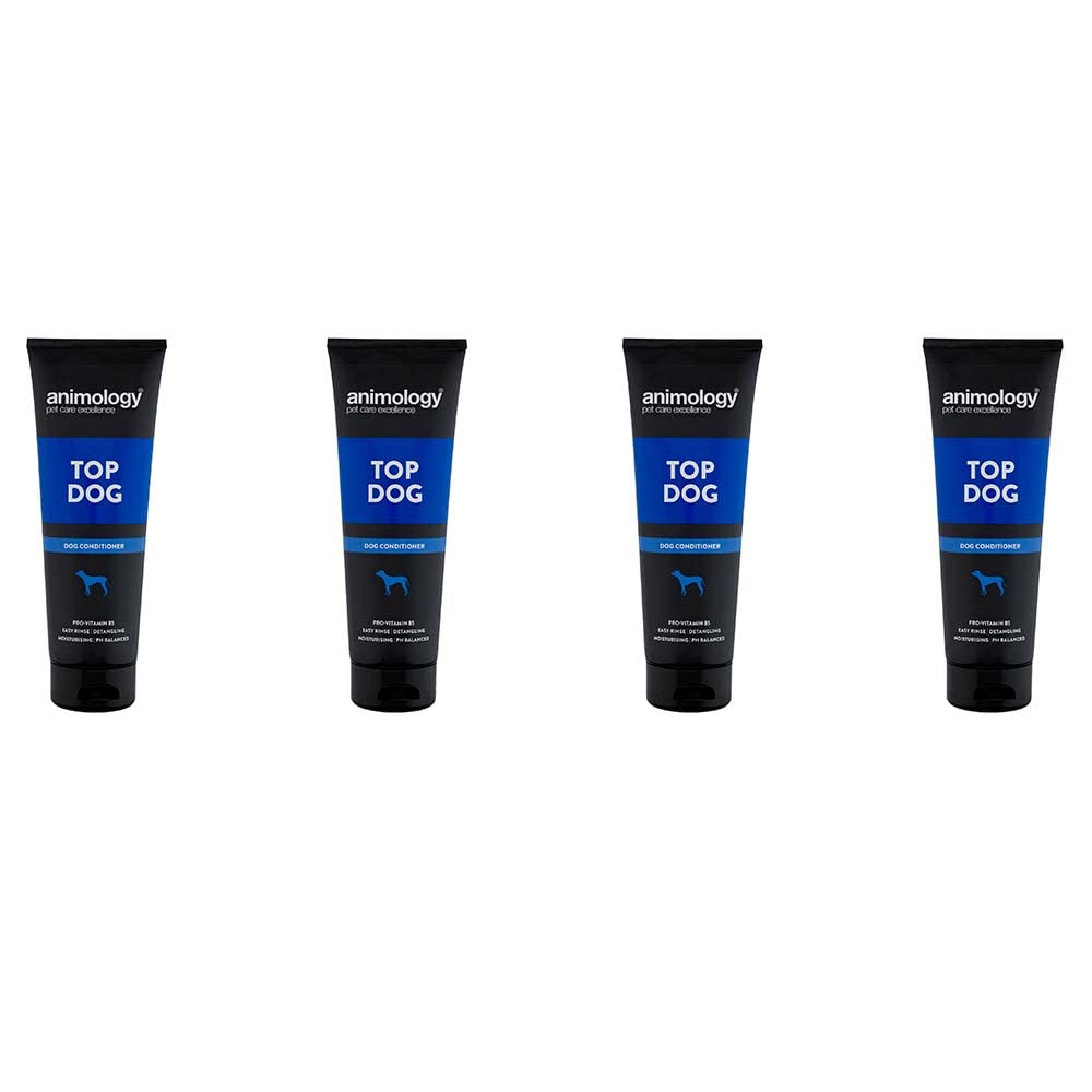 Animology Top Dog Conditioner – 250ml for Easy Grooming – Enriched with Vitamins and Premium Ingredients – For Shining and Healthy Dog Coats – Balanced PH Formula, With Detangling Proprieties 4 Pack