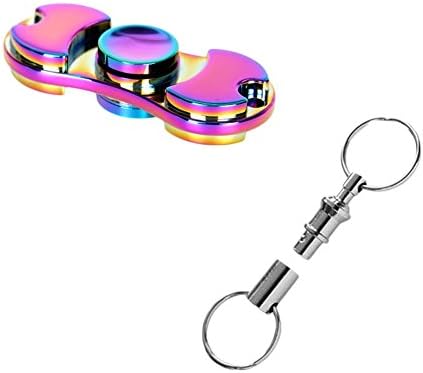 RELEASE SPINNER Rainbow Fidget Spinner Titanium Alloy Ceramic Bearing 3+ Minutes With Keyring (A)