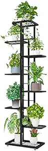 ZZBIQS Metal 8 Tier Plant Stand Holder, Multiple Flower Pot Holder Shelves, Planter Shelf Display Rack Storage Organizer for Balcony Garden Indoor Outdoor Corner(Dark Grey)