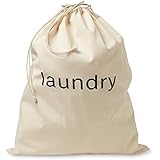 FABBPRO Cotton Canvas Cloth Fabric Laundry Bag â€“ Stylish & Portable Natural Biodegradable Drawstring Bag â€“ Ideal for Hotels, Airbnbâ€™s, Rental Spaces, Vacation Homes & Even Travel