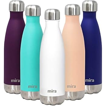 MIRA 17 Oz Stainless Steel Water Bottle | Double Walled Vacuum Insulated Cola Shape Thermos Flask | 24 Hours Cold, 12 Hours Hot | Reusable Metal Water Bottle | Leak-Proof Sports Bottle | White