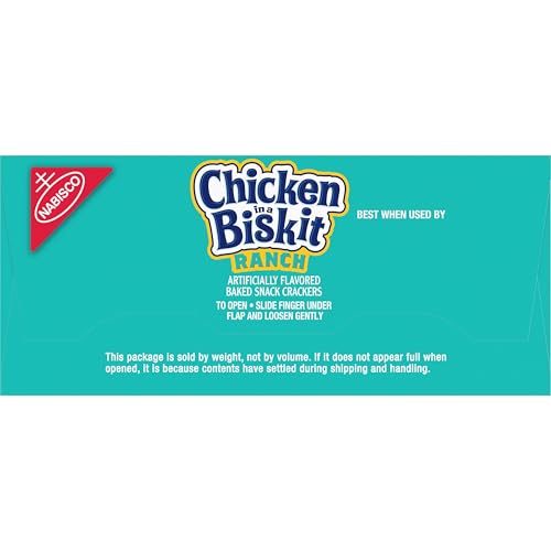 CHICKEN IN A BISKIT RANCH BAKED SNACK CRACKERS, BULK LUNCH SNACKS, 6-7.5 OZ BOXES