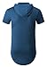 OLRIK Men's Hip Hop Short Sleeve Swag Hooded Longline Tee shirts Lake Blue L