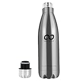 Alpha Armur 16 Oz (500ml) Double Wall Vacuum Insulated Stainless Steel Flask Water Bottle with Narrow Mouth, Silver