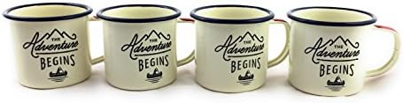 Gentlemen's Hardware Cream Enamel Steel Mugs 4 Piece Set Bundle