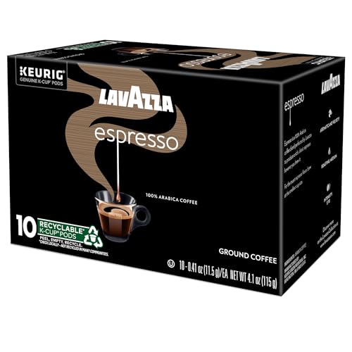 LAVAZZA ESPRESSO, SINGLE-SERVE KEURIG K-CUP PODS, MEDIUM ROAST COFFEE, 10-COUNT BOX
