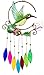 Bejeweled Display Unique Beautiful Hummingbird w/Stained Glass Wind Chimes