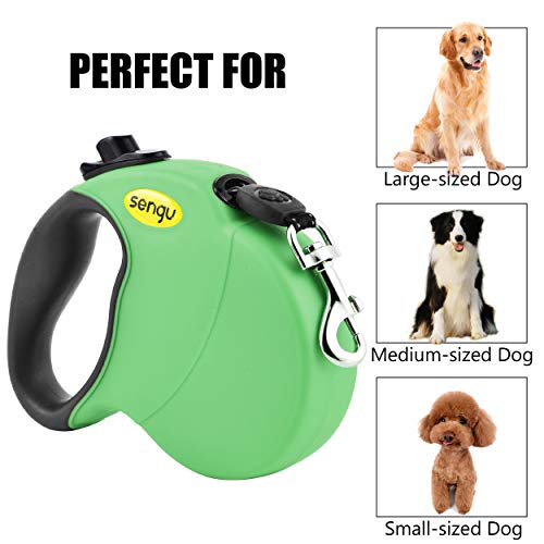 Retractable Dog Leash, 16 ft Nylon Dog Walking Leashes for Small Medium Large Dogs up to 110lbs, One Button Break & Lock, Tangle Free, Green - Thumbnail 4