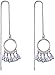 925 Sterling Silver Tassel Drop Earrings Long CZ Droplet Dangle Threader Earrings for Women