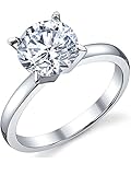 JoGray Women's 18K Platinum Plated Prong Setting Cubic Zirconia Inlaid Wedding Engagement Band Ring For Her Size 6-9