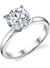 JoGray Women's 18K Platinum Plated Prong Setting Cubic Zirconia Inlaid Wedding Engagement Band Ring For Her Size 6-9