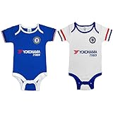 Chelsea FC Baby Set of Two Bodysuits Onesies 0-3 Months - Authentic, licensed product - One onesie is blue, the other white - Make sure the little Chelsea FC soccer fan looks great all season long!