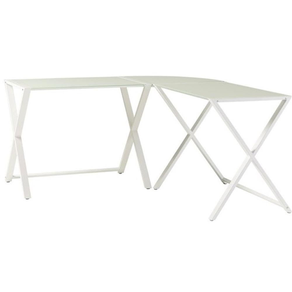 Walker Edison Elite Soreno Glass Corner Computer Desk, White