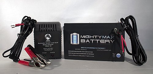 12V 8AH Replacement for CSB HC1228W, CSB HRL1234W + 12V 1Amp Charger - Mighty Max Battery brand product