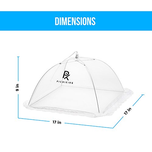 (6 Pack) Mesh Food Tents/Food Covers for Outdoors | 2 XL (49x27x17) & 4 Standard (17x17x9) | Fine Net Screen | 100% Fly Protection | Double Layer Skirt | Upgraded Rods