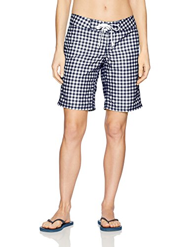 Kanu Surf Women's UPF 50+ Quick Dry Active Prints III Swim Boardshort, Black Check, 14