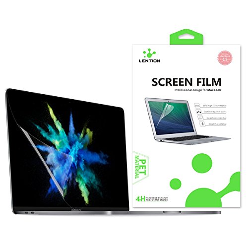 LENTION Screen Protector for 2016-2019 MacBook Pro (15-inch, with Thunderbolt 3 Ports), Model A1707/A1990, with Touch Bar, HD Clear Protective Film with Hydrophobic Oleophobic Coating