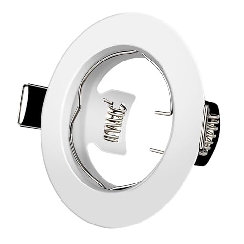 Yiahin Recessed Spotlights GU10 Set with GU10 Ceramic Socket, Matt White Round LED Spotlight Mounting Frame, Diameter 55mm-70mm, for Ceiling Spotlights, Pack of 10