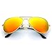 Aviator Sunglasses for Men Women,Flash Mirror Lens UV400 Sunglasses Eyewear with Sun Glasses Case (Orange Red Mixed/Gold Frame, 60)