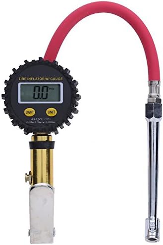 Digital Tire Pressure Gauge 150 PSI with Blacklight LCD Display,Car Tire Inflator Gun, Tire Deflator,Flexible Rubber Hose，Heavy Duty for Truck, Automobile, Motorcycle