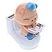 MagiDeal Cute Solar Powered Bobble Head Pig Sitting On Toilet Home Car Ornament Kids Toy Blue