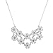 LUX ACCESSORIES Silvertone and White Flower Floral Mini Statement Necklace