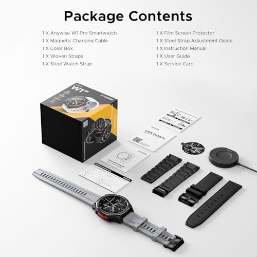Anywise W1 Pro Smart Watch Women Man,Dual Frequency GPS With Offline Maps Smartwatch For Android and iOS,5ATM Waterproof 1.43'' AMOLED,170+ Sports Modes/12 Days Battery/3 Strap