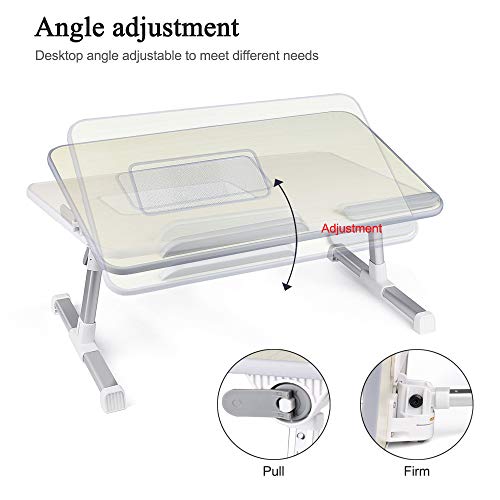 Adjustable Laptop Bed Table Tray Laptop Lap Desk,Portable Standing Desk Foldable Sofa Breakfast Table for Home Office Travel Notebook Stand Reading Holder Floor for Couch Kids【Ship from USA】 (Gray) - Thumbnail 7