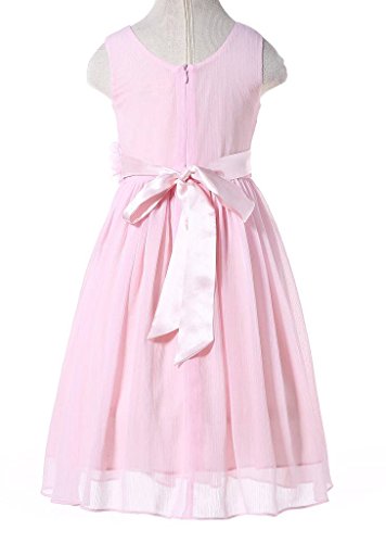 Bow Dream Flower Girl Dress Junior Bridesmaids V-Neckline Chiffon Blush Pink 16